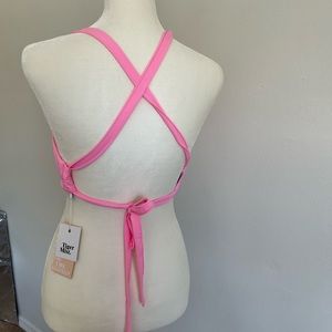 Cropped open back tops tiger mist pink and red